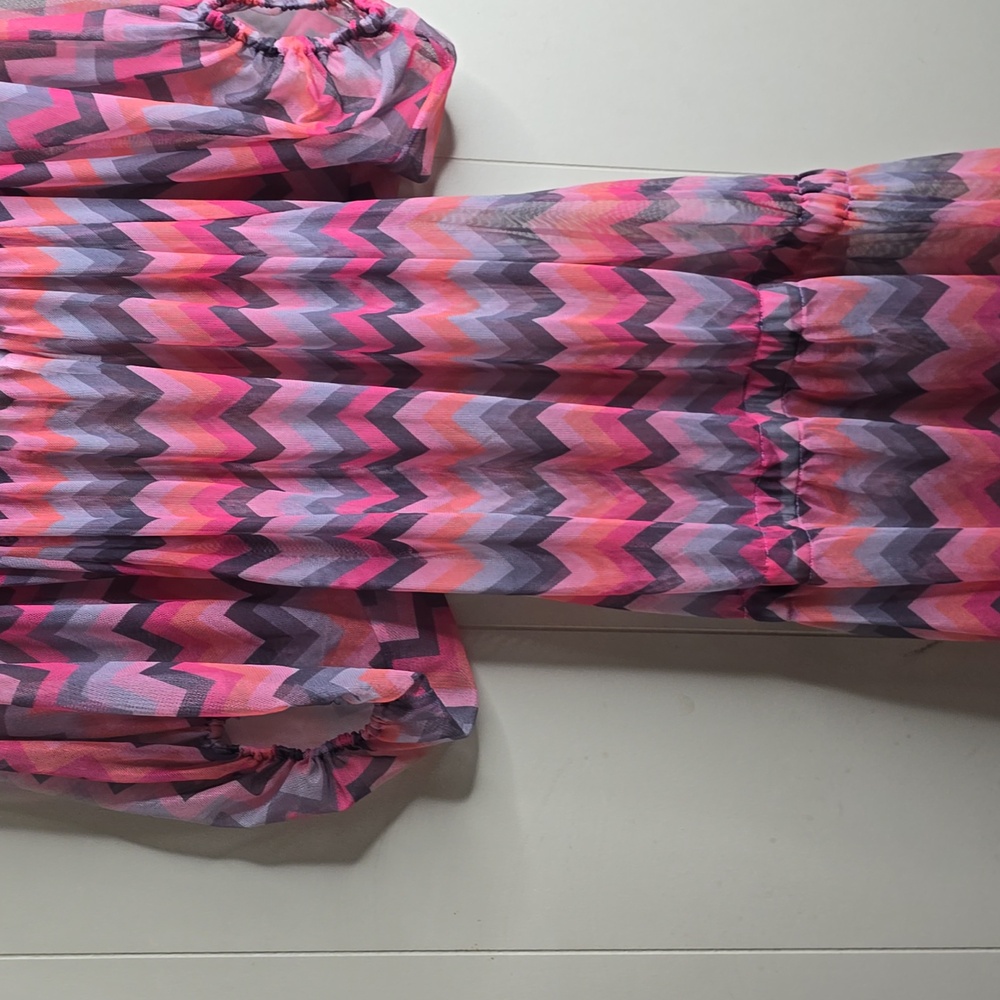 Pink and Gray Chevron Women's Dress La GuGu Medium - Picture 7 of 8